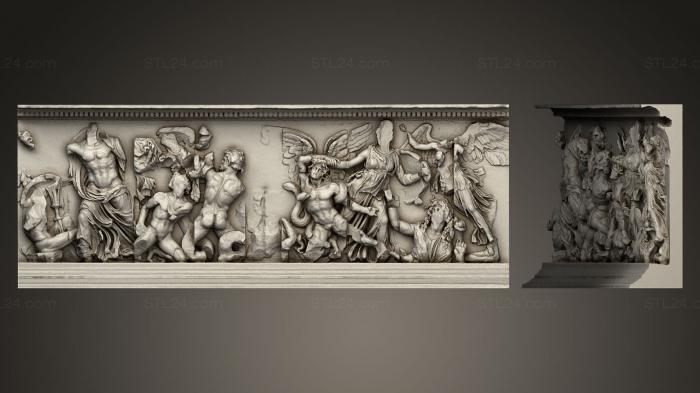 Горельефы и барельефы исторические и религиозные (Деталь фриза Пергамского алтаря гигантомахии, GRLFH_0119) 3D модель для ЧПУ станка