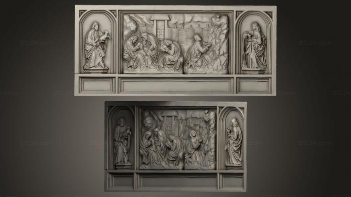 Горельефы и барельефы исторические и религиозные (Молитва в саду и два святых 2, GRLFH_0123) 3D модель для ЧПУ станка