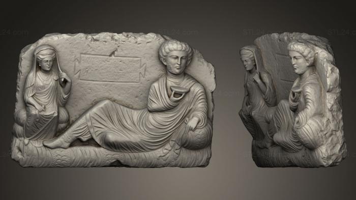 High reliefs and bas-reliefs, historical and religious (Relief funraire de Taim et sa femme Hadira, GRLFH_0128) 3D models for cnc