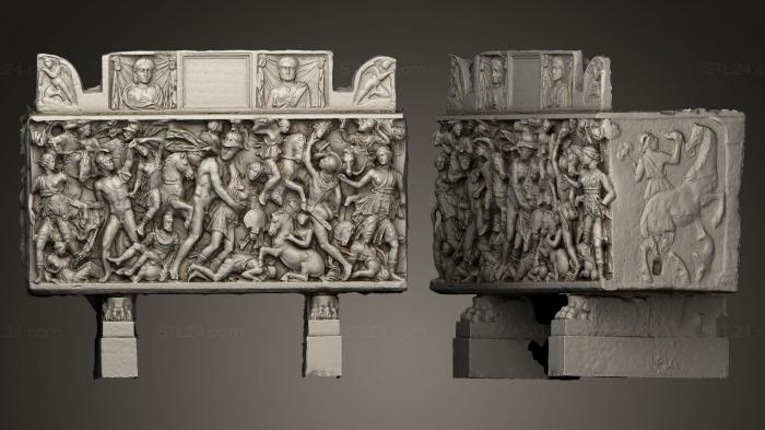 Горельефы и барельефы исторические и религиозные (Саркофаг с амазонками и Ахиллесом, GRLFH_0144) 3D модель для ЧПУ станка