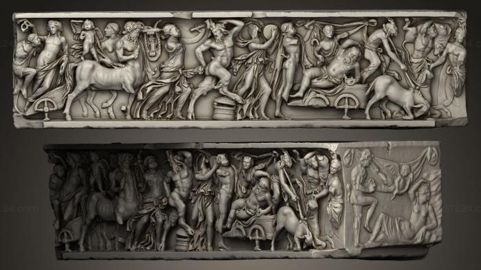 High reliefs and bas-reliefs, historical and religious (Sarcophagus with Dionysiac thiasos, GRLFH_0146) 3D models for cnc