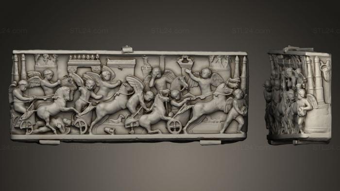 High reliefs and bas-reliefs, historical and religious (Sarcophagus with Erotes racing in the circus, GRLFH_0147) 3D models for cnc