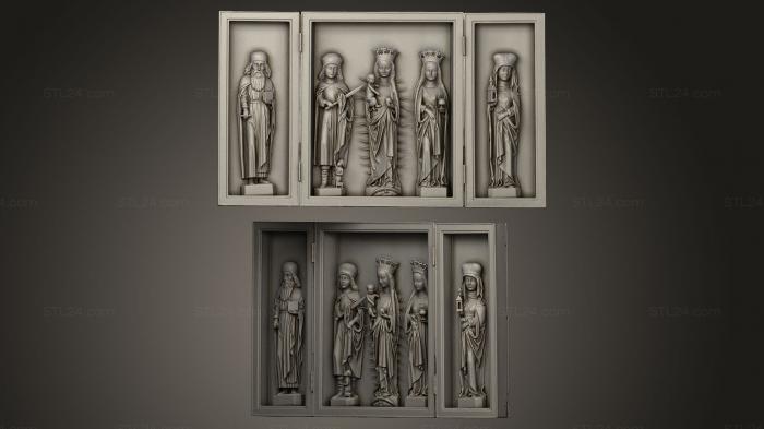 Горельефы и барельефы исторические и религиозные (Поздний готический триптих, GRLFH_0176) 3D модель для ЧПУ станка
