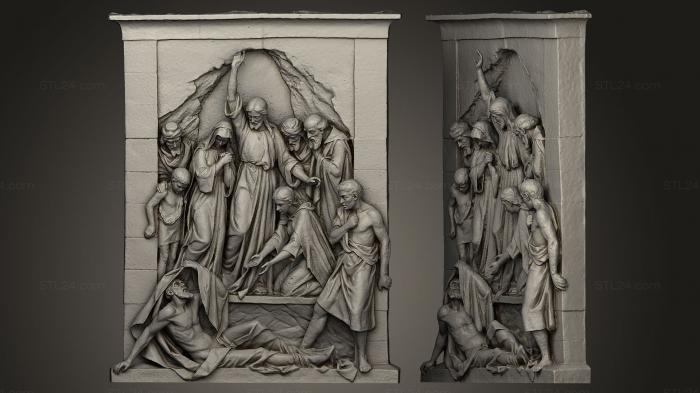 High reliefs and bas-reliefs, historical and religious (the raising of lazarus, GRLFH_0177) 3D models for cnc