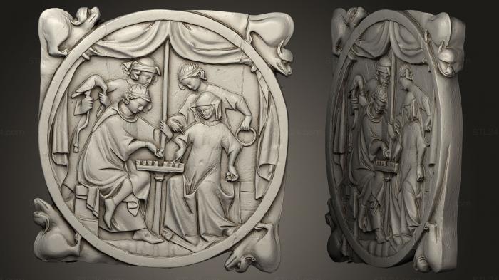 Горельефы и барельефы исторические и религиозные (Valve de miroir jeu dchecs, GRLFH_0188) 3D модель для ЧПУ станка