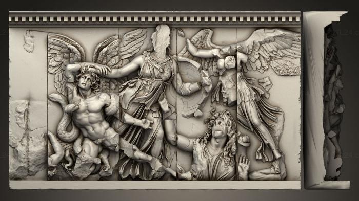 High reliefs and bas-reliefs, historical and religious (Athena Gigantomachy, GRLFH_0204) 3D models for cnc