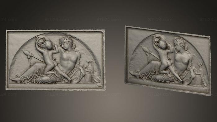 High reliefs and bas-reliefs, historical and religious (Bacchante and a Satyr, GRLFH_0224) 3D models for cnc