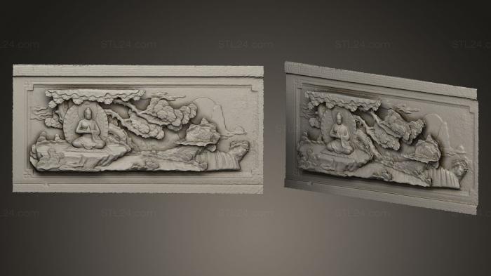 High reliefs and bas-reliefs, historical and religious (Carved Granite Panel Kek Lok Si Temple Penang, GRLFH_0238) 3D models for cnc