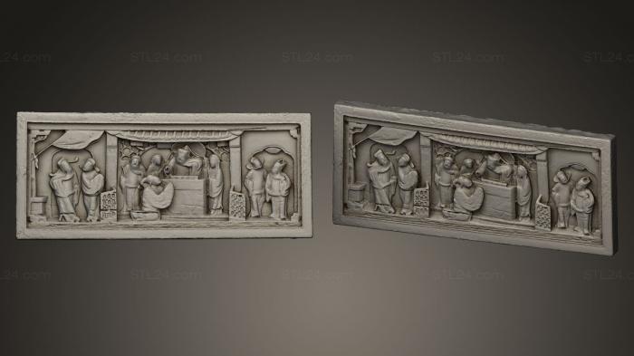 Горельефы и барельефы исторические и религиозные (Китайская Деревянная Фреска, GRLFH_0242) 3D модель для ЧПУ станка