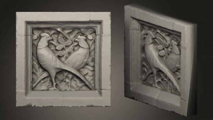 Горельефы и барельефы исторические и религиозные (Детализированное панно Птицы Зала Хинце, GRLFH_0257) 3D модель для ЧПУ станка