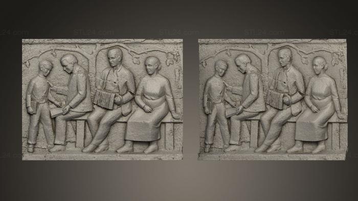 High reliefs and bas-reliefs, historical and religious (Drei Relieftafeln135, GRLFH_0262) 3D models for cnc