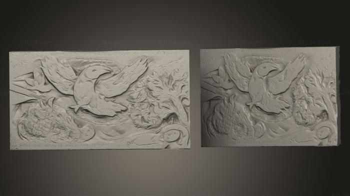 High reliefs and bas-reliefs, historical and religious (Oiseau or Psaume Marc Chagall, GRLFH_0326) 3D models for cnc