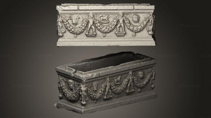 High reliefs and bas-reliefs, historical and religious (Sarcophagus with garland, GRLFH_0363) 3D models for cnc