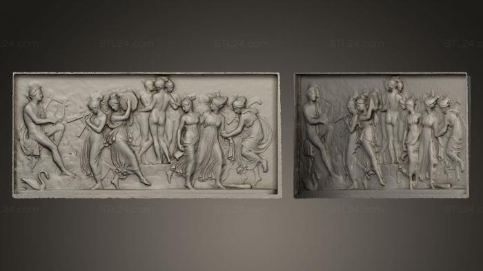 High reliefs and bas-reliefs, historical and religious (The dance of the Muses on Helicon, GRLFH_0387) 3D models for cnc