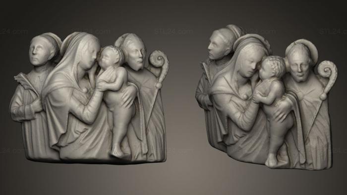 Горельефы и барельефы исторические и религиозные (Дева Мария с младенцем и Святые, GRLFH_0392) 3D модель для ЧПУ станка