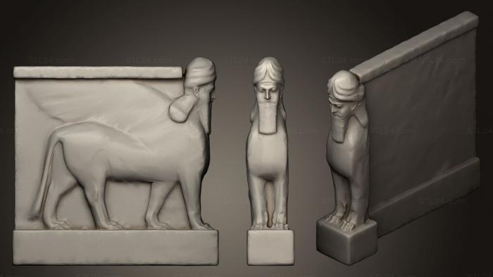 Горельефы и барельефы исторические и религиозные (Крылатый лев с человеческой головой, GRLFH_0429) 3D модель для ЧПУ станка