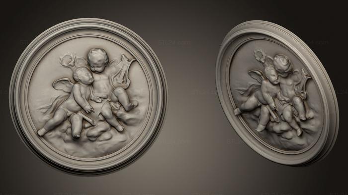 Горельефы и барельефы исторические и религиозные (Барельеф ангелов, GRLFH_0474) 3D модель для ЧПУ станка