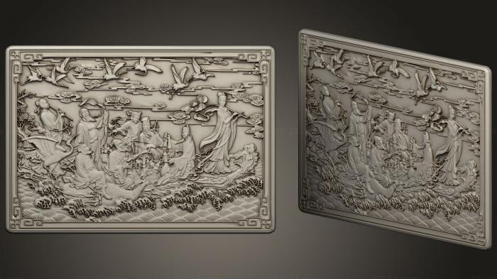 High reliefs and bas-reliefs, historical and religious (Chinese Screen Zbrush Practice, GRLFH_0477) 3D models for cnc