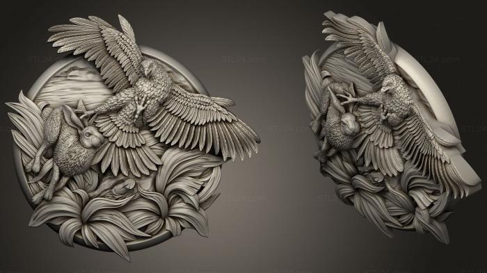 High reliefs and bas-reliefs, historical and religious (Eagle Hunts Rabbit, GRLFH_0563) 3D models for cnc
