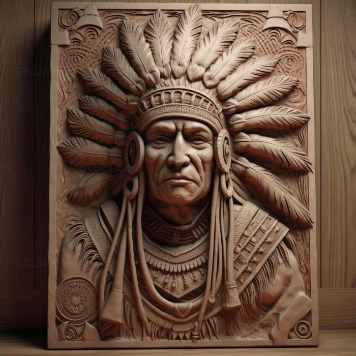 Characters (stl american indian 1, HERO_181) 3D models for cnc