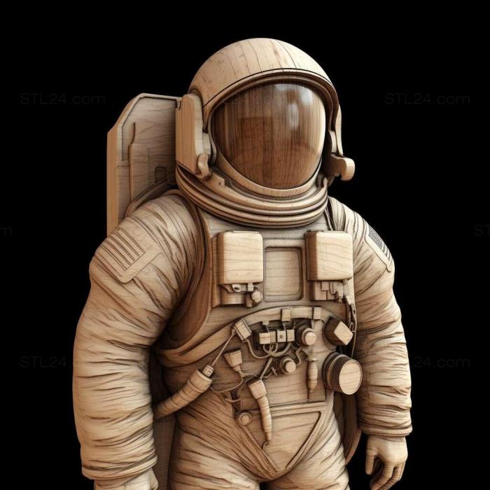 Characters (st astronaut model 4, HERO_1880) 3D models for cnc