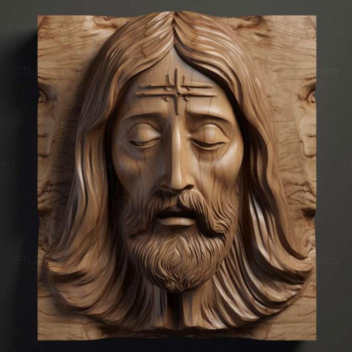 Персонажи (Голова святого Иисуса с постаментом 3, HERO_2191) 3D модель для ЧПУ станка