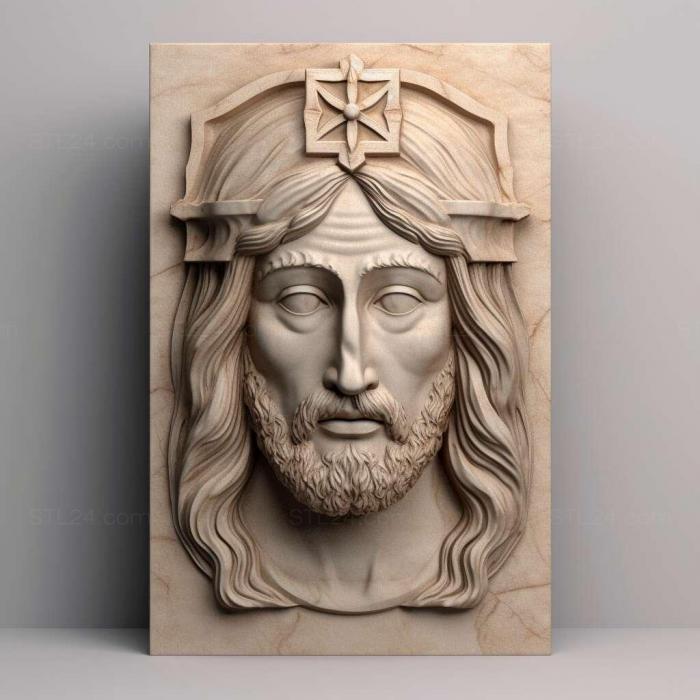 Characters (st Jesus head with plinth 4, HERO_2192) 3D models for cnc