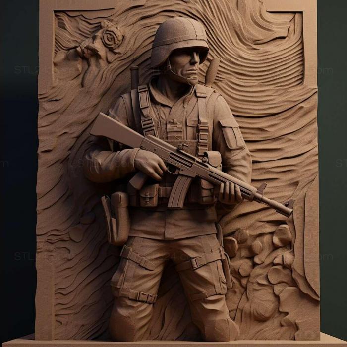 Персонажи (Солдат Джи И Джо рисунок 4, HERO_2672) 3D модель для ЧПУ станка
