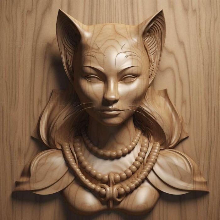 Characters (Cat woman with a great bust 1, HERO_3041) 3D models for cnc