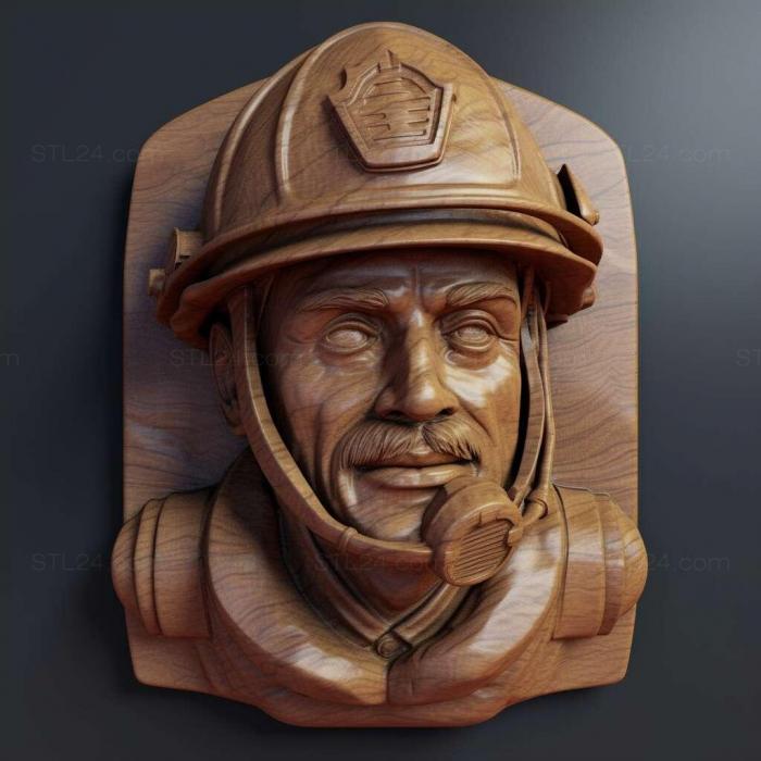 Characters (st Head of fireman 4, HERO_3492) 3D models for cnc