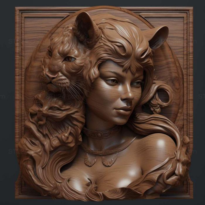 Characters (st Cat woman with a great bust 3, HERO_3555) 3D models for cnc