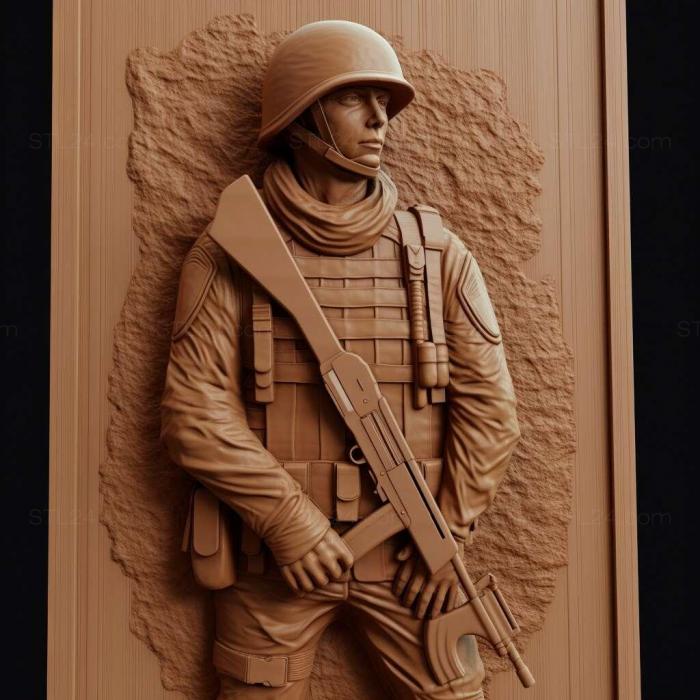 Персонажи (Солдат Сент Джи И Джо рисунок 1, HERO_3625) 3D модель для ЧПУ станка