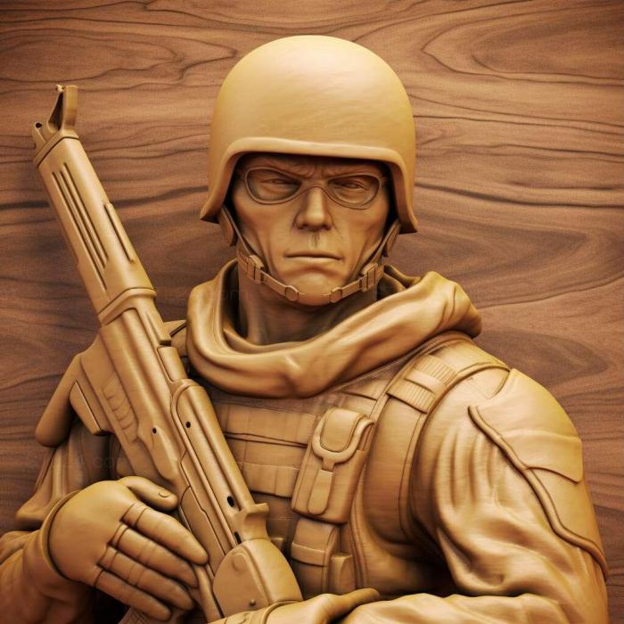 Персонажи (панно Солдат из джи ай джо, HERO_3626) 3D модель для ЧПУ станка
