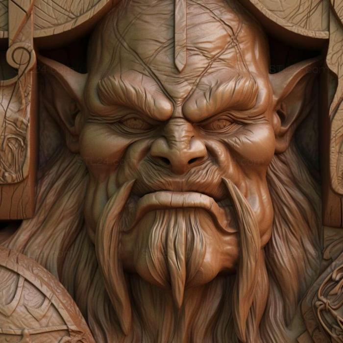 Characters (Orc CARVED WOODEN 3D RENDER imagineThor 1, HERO_3733) 3D models for cnc