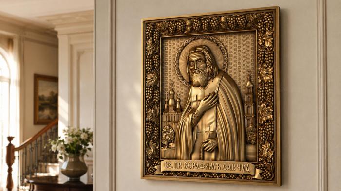 Icons (St. Seraphim of Sarov the Wonderworker, IK_1373-2) 3D models for cnc
