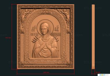 Иконы (Икона Семистрельная в раме с Ангелами, IK_1890) 3D модель для ЧПУ станка