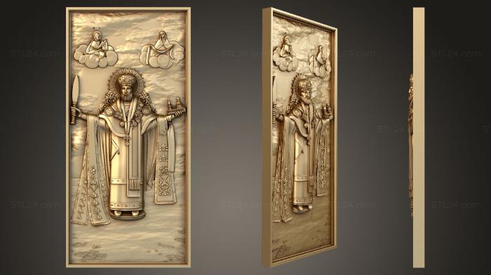 Иконы (Николай Чудотворец с храмом в руке, IK_1900) 3D модель для ЧПУ станка