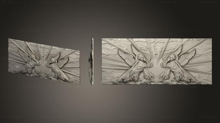Иконы (Два ангела в лучах, IK_2000) 3D модель для ЧПУ станка