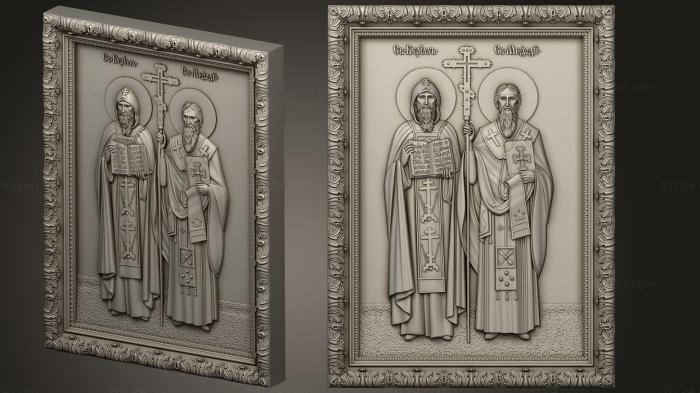 Иконы (Икона святые Кирилл и Мефодий, IK_2087) 3D модель для ЧПУ станка