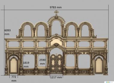 Iconostasis (The iconostasis is three-tiered, IKN_0232) 3D models for cnc