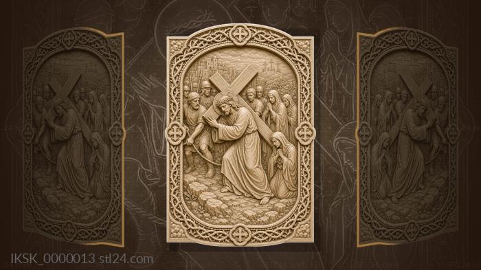 Carrying the Cross - the path to Golgotha and mourning figures 3d STL model