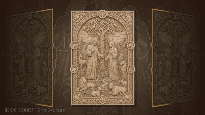 Adam and Eve - Garden of Eden and tree 3d STL model