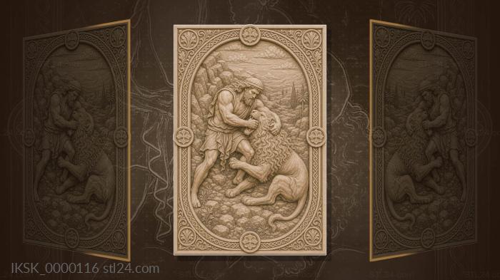 Samson and the lion - fight at the stones 3d STL model