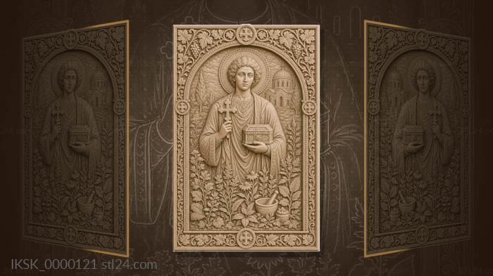 Holy Great Martyr Panteleimon - holy doctor and casket 3d STL model