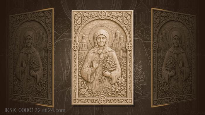 Saint Matrona of Moscow - saint with flowers and Moscow temple 3d STL model