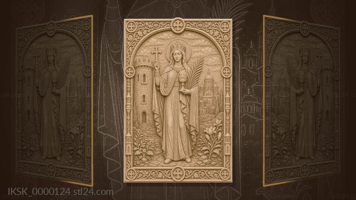 Saint Barbara - martyr with tower and cup 3d STL model