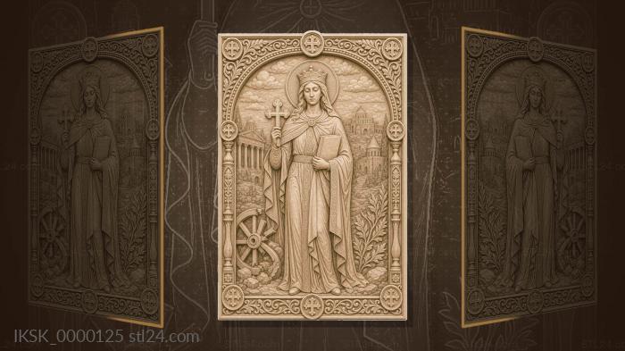 Saint Catherine - martyr with a wheel and an empty book 3d STL model