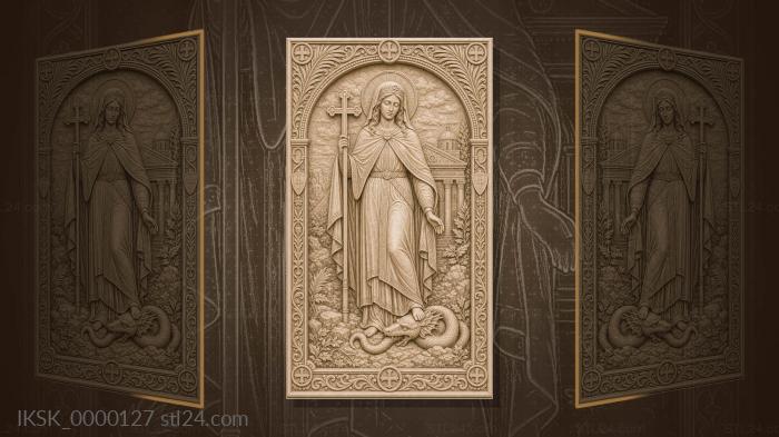 Saint Marina - martyr with a cross and defeated serpent 3d STL model