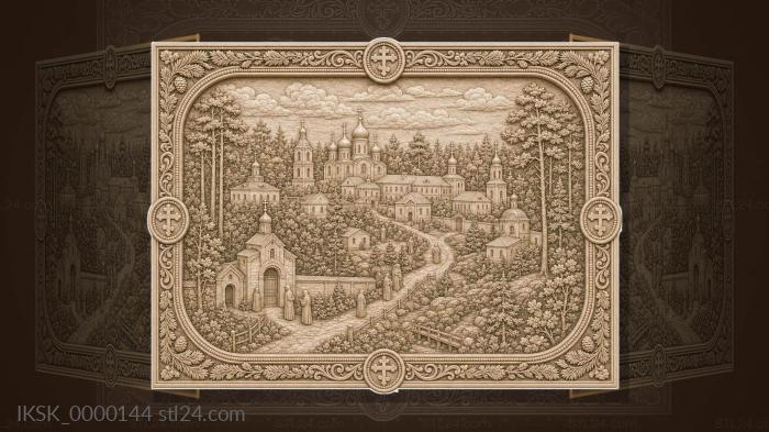 Optina Pustyn - monastery and pine trees 3d STL model