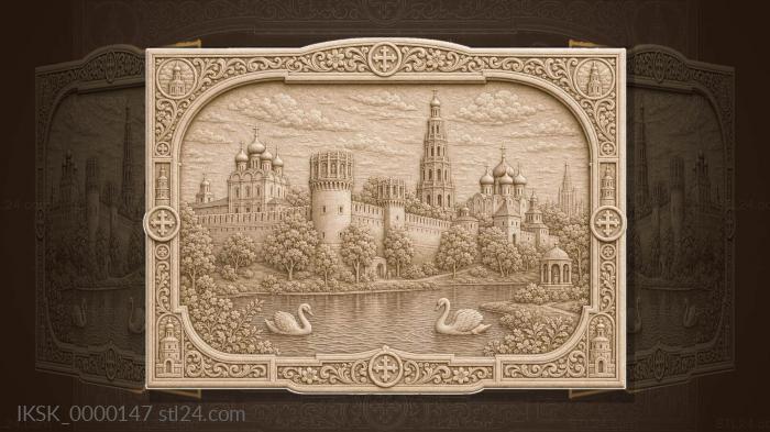 Novodevichy Convent - towers and pond 3d STL model